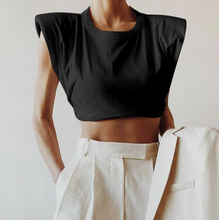 Load image into Gallery viewer, O Neck Sleevelesss Elegant Short T-Shirt
